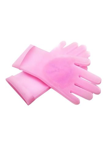 2-Piece Silicone Dishwashing Gloves Pink