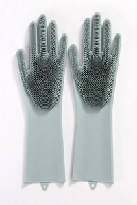 2-Piece Silicone Scrubbing Gloves Set Grey