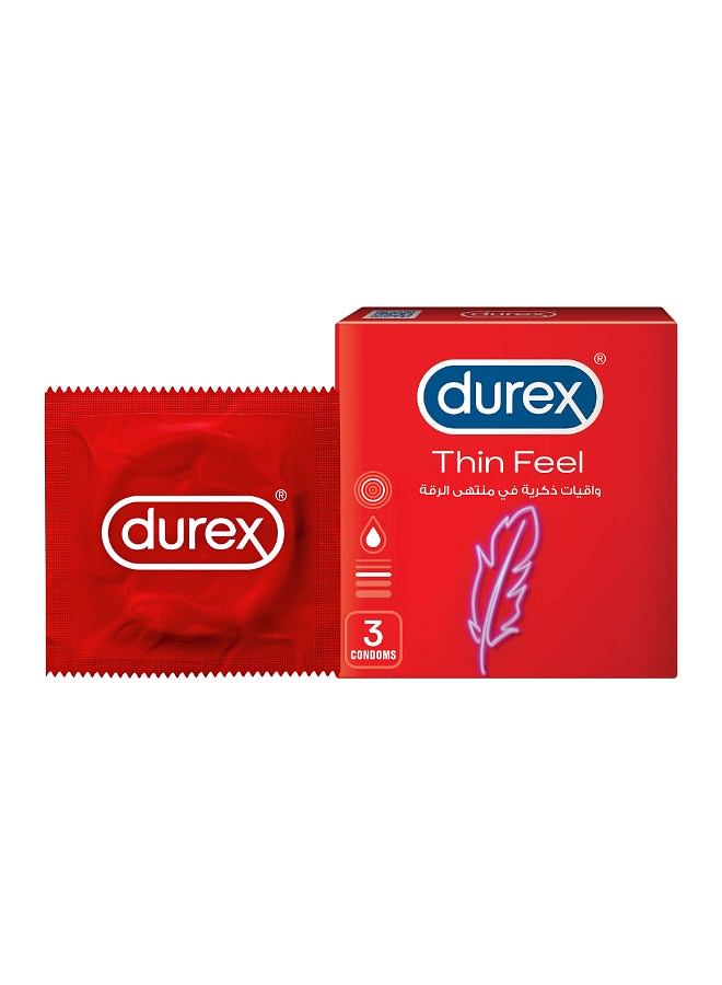 Durex Thin Feel Lubricated Condoms For Men 3 Pieces