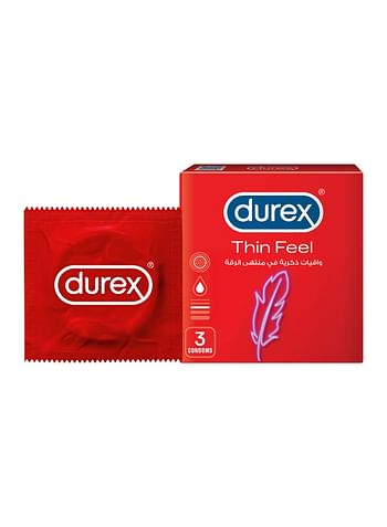 Durex Thin Feel Lubricated Condoms For Men 3 Pieces