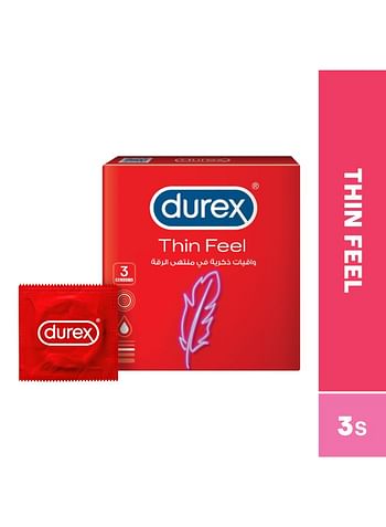 Durex Thin Feel Lubricated Condoms For Men 3 Pieces