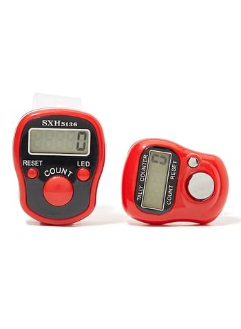 Rosh 2-Piece Digital Electronic Finger Wearable Tally Counter Red