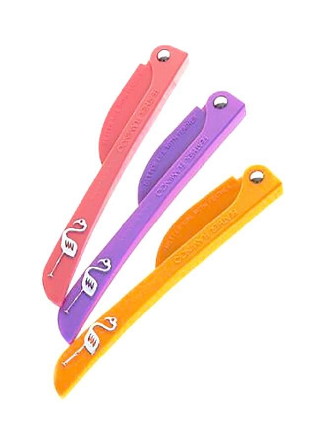 SAPU 3-Piece Face Razor Set Yellow/Pink/Purple 3x15cm