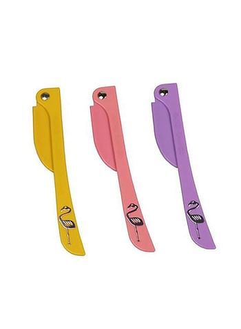 SAPU 3-Piece Face Razor Set Yellow/Pink/Purple 3x15cm