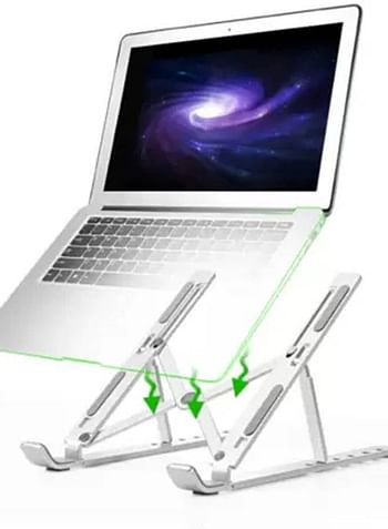 Generic 7-Level Adjustable Aluminum Alloy Foldable Laptop Stand Silver