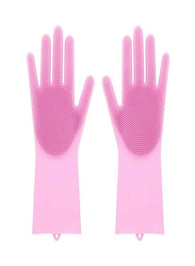 2-Piece Silicone Scrubbing Gloves Set Pink