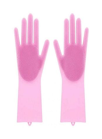 2-Piece Silicone Scrubbing Gloves Set Pink