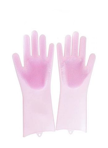 2-Piece Silicone Scrubbing Gloves Set Pink