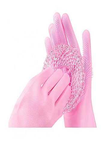 2-Piece Silicone Scrubbing Gloves Set Pink