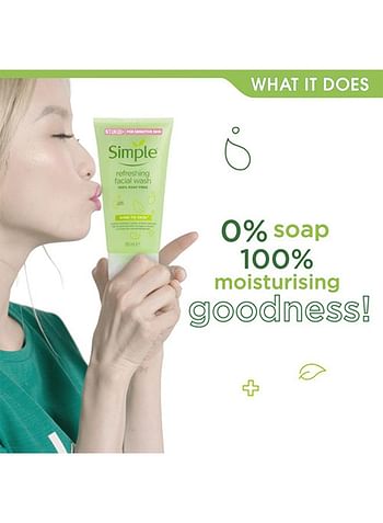 simple Refreshing Facial Wash, Soap Free, For All Skin Types 150ml