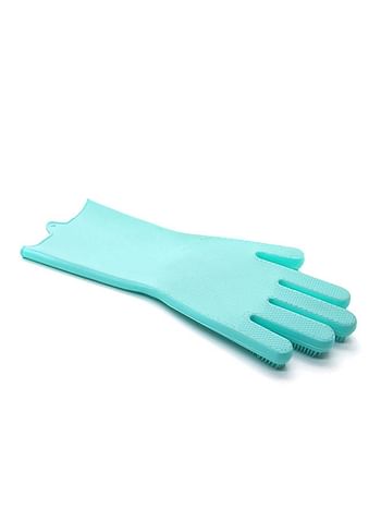 Magic Silicone Gloves With Wash Scrubber Blue 32x16cm