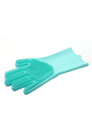 Magic Silicone Gloves With Wash Scrubber Blue 32x16cm