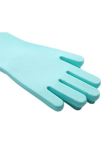 Magic Silicone Gloves With Wash Scrubber Blue 32x16cm