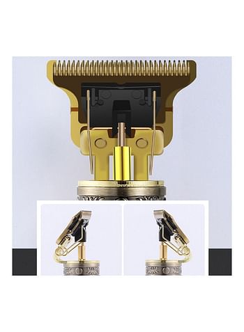 T9 USB Hair Trimmer Baldheaded Cutter Beard Shaving Carving Tool Cutting Machine Golden/Black 17 x 5 x 8cm