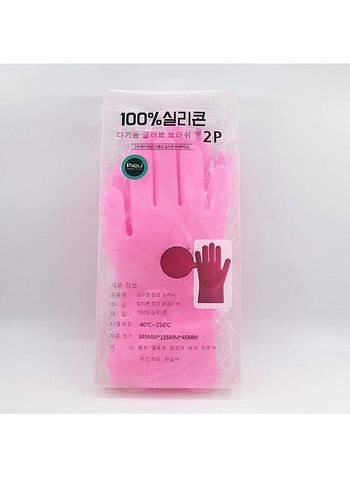 iNew Magic Silicone Gloves With Wash Scrubber Pink 35.7 x 16.5centimeter