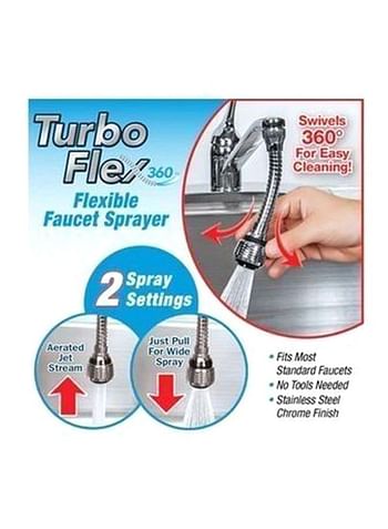 Turbo Flex 360 Flexible Faucet Sprayer Silver 6inch