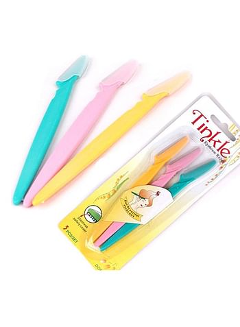 Tinkle 3-Piece Eyebrow Razor Kit Pink/Yellow/Blue