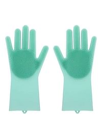 Generic Silicone Cleaning Gloves With Wash Scrubber Green