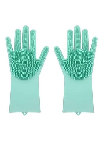 Generic Silicone Cleaning Gloves With Wash Scrubber Green