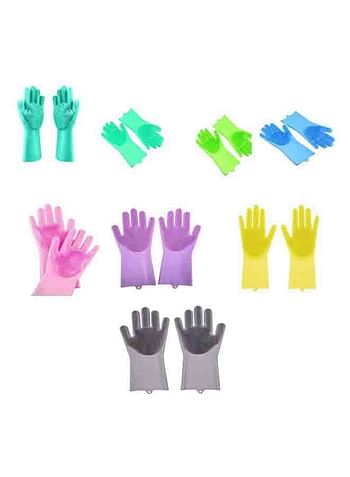 Magic Silicone Dish Washing Gloves Multicolor One Size