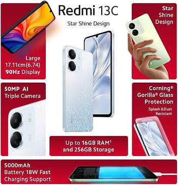 Xiaomi Redmi 13C Dual Sim Star 8GB RAM 256GB 5G  Frost White