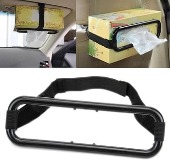 Car tissue paper box holder Auto rear seat headrest support Hold Clip Sun Visor Tissue Box Holder Car Mount Organizer - Black