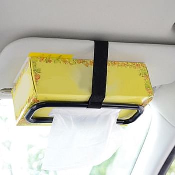 Car tissue paper box holder Auto rear seat headrest support Hold Clip Sun Visor Tissue Box Holder Car Mount Organizer - Black