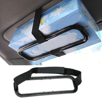 Car tissue paper box holder Auto rear seat headrest support Hold Clip Sun Visor Tissue Box Holder Car Mount Organizer - Black