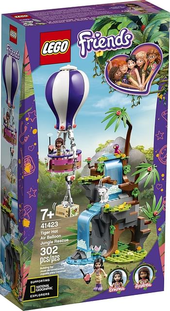 LEGO Friends Tiger Hot Air Balloon Jungle Rescue 41423; LEGO Friends Adventure Set Features a Toy Hot Air Balloon and LEGO Friends Buildable Figures for Hours of Creative Fun, New 2020 (302 Pieces)