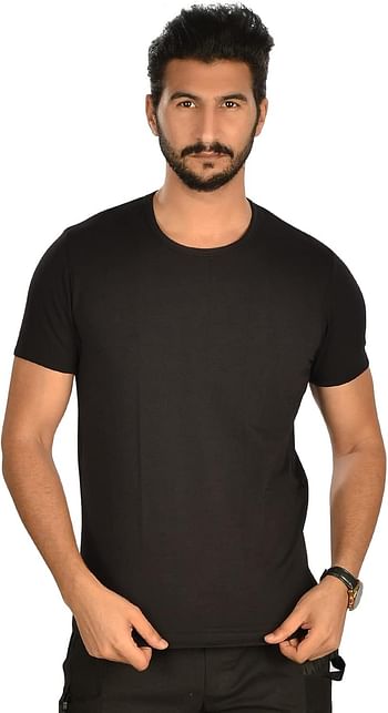 Hero Stretch Cotton Crow Neck Short-Sleeve Solid T-shirt Underwear pack of 1 - Black