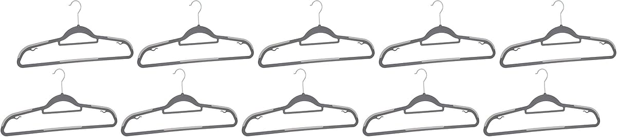 Whitmor Sure-Grip Suit Hangers Set of 10 - Glacier Gray