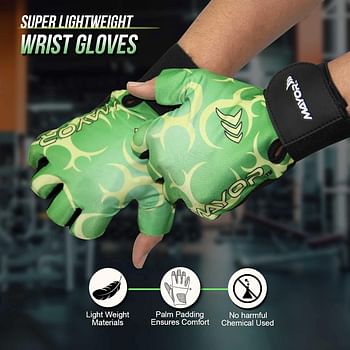 Mayor Pluto Exercise Weight Lifting Gloves for Men Women Gym with Wrist Support for Workout Training Gloves Exercise Fitness Hanging Pull-Ups Suitable for Dumbbells & Cycling - Multicolor