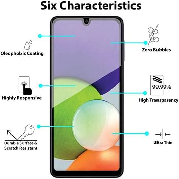 9D Al-HuTrushi Screen Protector compatible with Samsung Galaxy A22 Tempered Glass Clear Transparent Film Case Friendly 9H Hardness Anti-Fingerprint Anti-Scratch No Bubble - Black