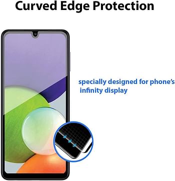 9D Al-HuTrushi Screen Protector compatible with Samsung Galaxy A22 Tempered Glass Clear Transparent Film Case Friendly 9H Hardness Anti-Fingerprint Anti-Scratch No Bubble - Black