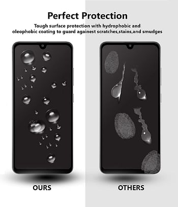 9D Al-HuTrushi Screen Protector compatible with Samsung Galaxy A22 Tempered Glass Clear Transparent Film Case Friendly 9H Hardness Anti-Fingerprint Anti-Scratch No Bubble - Black