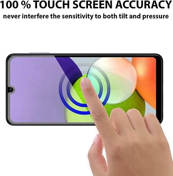 9D Al-HuTrushi Screen Protector compatible with Samsung Galaxy A22 Tempered Glass Clear Transparent Film Case Friendly 9H Hardness Anti-Fingerprint Anti-Scratch No Bubble - Black