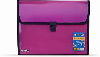 Maxi Expansion File 13 Grids Without Handle Pink 13 Pockets Expanding Folder Portable Accordion A4 Expandable Organizer - Pink