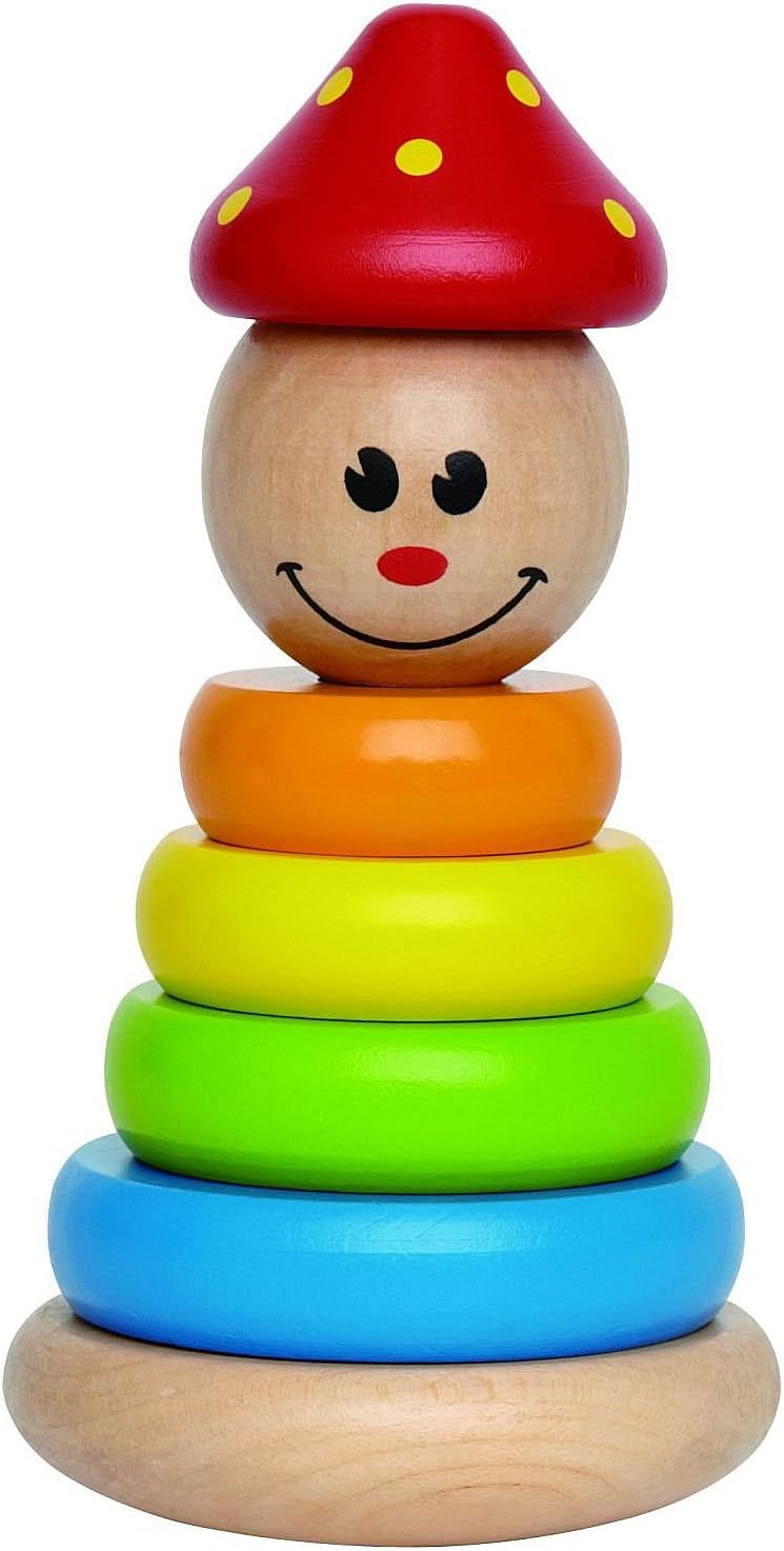 Award-Winning Hape Clown Stacker Toddler Wooden Ring Toy - Multicolor