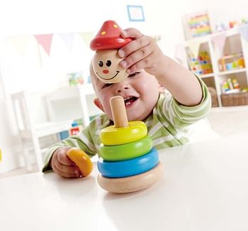 Award-Winning Hape Clown Stacker Toddler Wooden Ring Toy - Multicolor