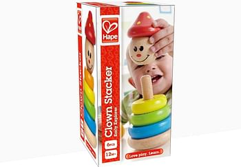 Award-Winning Hape Clown Stacker Toddler Wooden Ring Toy - Multicolor