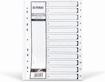 Maxi 1-12 Part Grey Polypropylene Divider