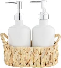 Mud Pie Soap Pump Set, Water Hyacinth, Pump 8" x 3" Dia | Basket 4" x 7"