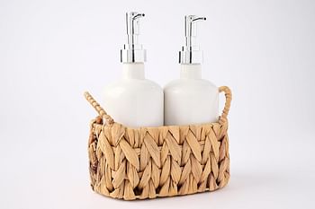 Mud Pie Soap Pump Set, Water Hyacinth, Pump 8" x 3" Dia | Basket 4" x 7"