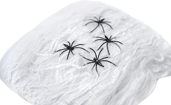 Mad Toys White Spider Web with Black Spiders Halloween Decoration Theme Party Scary Photshoot Props