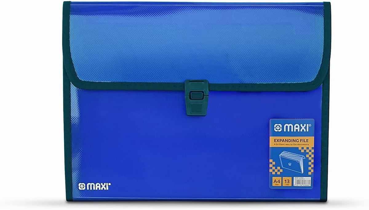 Maxi Expansion File 13 Grids Without Handle Blue 13 Pockets Expanding Folders Portable Accordion A4 Expandable Organizer