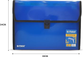 Maxi Expansion File 13 Grids Without Handle Blue 13 Pockets Expanding Folders Portable Accordion A4 Expandable Organizer