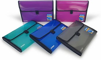 Maxi Expansion File 13 Grids Without Handle Blue 13 Pockets Expanding Folders Portable Accordion A4 Expandable Organizer