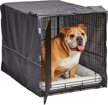 MidWest Homes for Pets,Midwest Dog Crate Cover Privacy Dog Crate Cover Fits Midwest Dog Crates Machine Wash & Dry Light Gray 36-Inch,BCVR-36GY