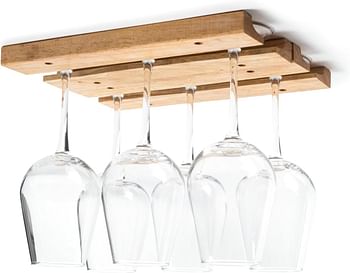 Fox Run 5025 Mounted Under-Cabinet Wooden Wine Glass Holder Rack, 11 x 7 0.75 inches, Brown