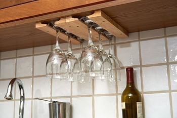 Fox Run 5025 Mounted Under-Cabinet Wooden Wine Glass Holder Rack, 11 x 7 0.75 inches, Brown